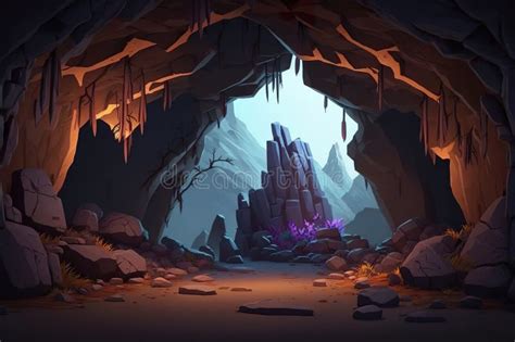 Stalactite Cave Background Stock Illustrations Stalactite Cave