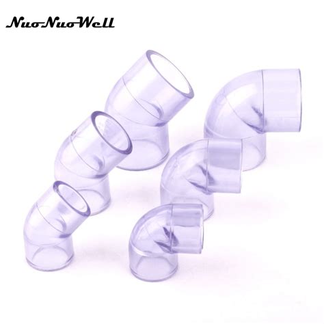 1pcs NuoNuoWell Transparent Plastic UPVC 90 45 Degree Equal Elbow Hose