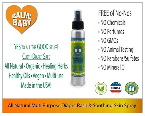 BALM! Baby Spray - All Natural Diaper Rash Cream for Cloth Diapers ...