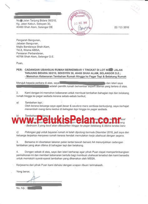 Majlis Contoh Surat Permohonan Ubahsuai Rumah Kelulusan Pbt Pelan Riset