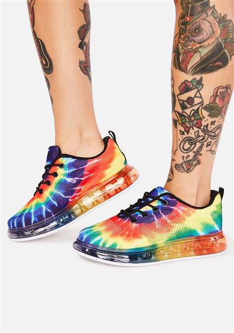 Tie Dye Rainbow Lace Up Sneakers Rainbow Dolls Kill