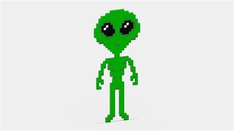 3d Model Pixel Alien Character Vr Ar Low Poly Cgtrader