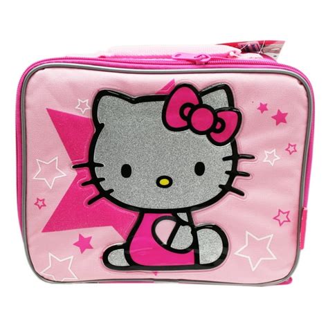 Hello Kitty Silver Sparkle Vinyl Patch Pink Colored Insulated Lunch Bag