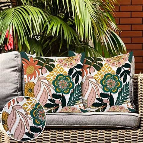 Amazon Jartinle Tropical Leaves Flower Boho Outdoor Pillow Covers