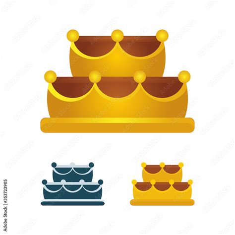 Cake Crown Shaped Cake Vector Illustrations Set Сonfectionery Cookie Factory Or Sweet Shop