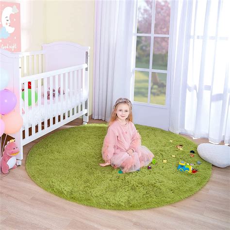 Noahas Luxury Round Fluffy Area Rugs For Bedroom Kids Girls Room