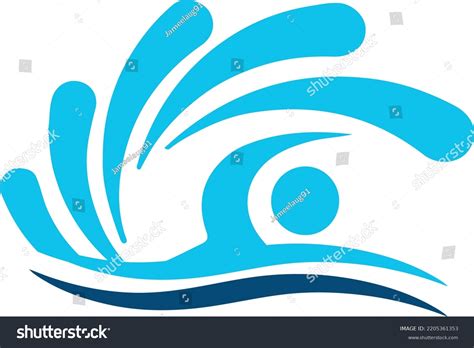 Simple Swimming Pool Silhouette Swimmer Athlete Stock Vector Royalty