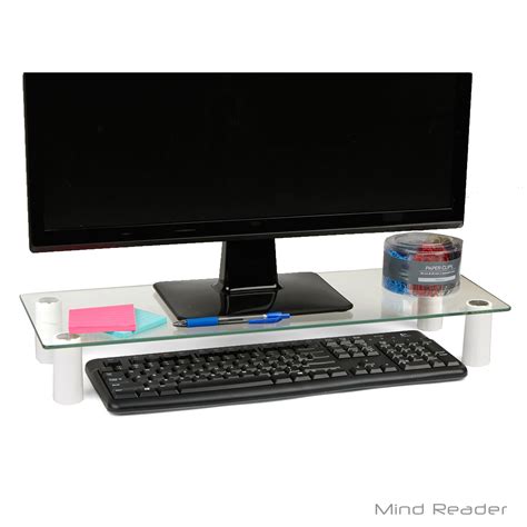 Mind Reader Glass Monitor Stand Riser For Computer Laptop Desk Imac Dell Hp Clear