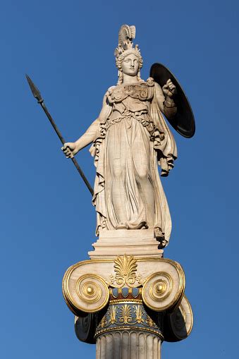 Athena Goddess Statue In Front Of Academy Of Athens Greece Stock Photo