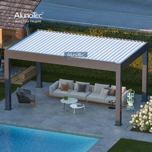 AlunoTec Freestanding 6mX3m Patio Canopy Structure Louvered Roof