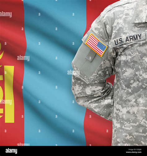 American soldier with flag on background series - Mongolia Stock Photo ...