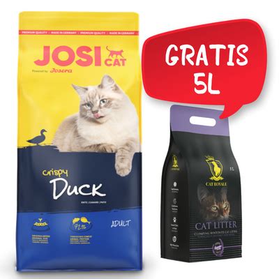 JOSERA JosiCat Crispy Duck 10 kg NEMOKAMAI Cat Royale Levandų