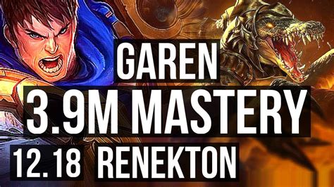 GAREN Vs RENEKTON TOP 3 9M Mastery 6 Solo Kills 1100 Games