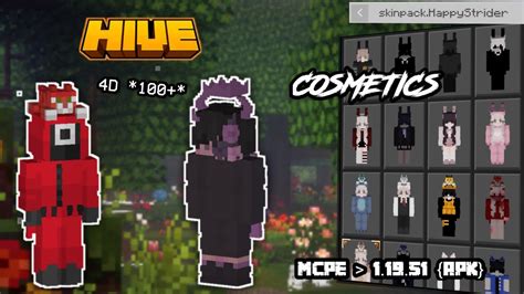 Mcpe Cosmetics 4d 100 Skins Works On Hive Mcpe 11951 Youtube