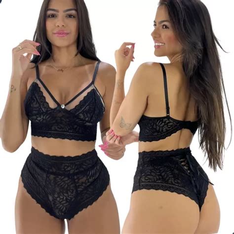 Lingerie Sexy Cintura Alta Hot Pants Renda Sensual Lacradora MercadoLivre