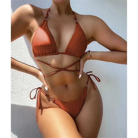 Sexy Micro Bikini 2021 Criss Cross Costumi Da Bagno Fasciatura Donna