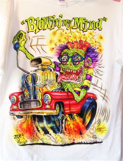 Johnny Ace Ed Roth Rat Fink Airbrushed Monster Shirt 55 Chevy Gasser Tee Drag