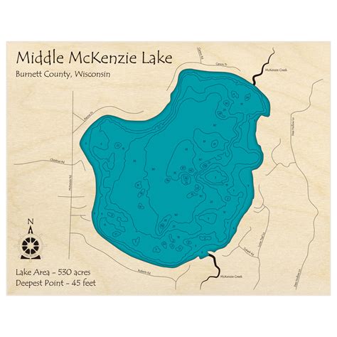 Middle McKenzie Lake 3D Custom Wood Map – Lake Art LLC