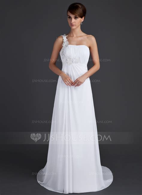 A Linie Princess Linie One Shoulder Träger Sweep Pinsel zug Chiffon