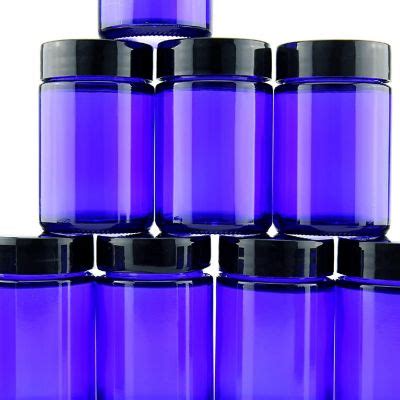 Ounce Cobalt Blue Glass Straight Sided Cosmetic Jars Pack