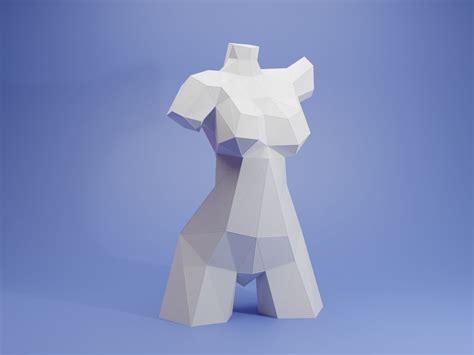 Woman Torso Venus Low Poly Papercraft Template Sculpture Origami Female Asaro Pdf Pattern A4 And