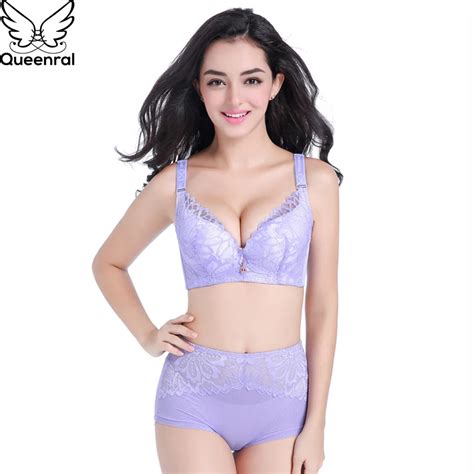 Queenral Push Up Bra Set Sexy Lace Underwear Women Lingerie Set Plus