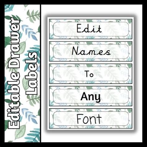 Editable Botanic Drawer Labels PrimaryResourceRack