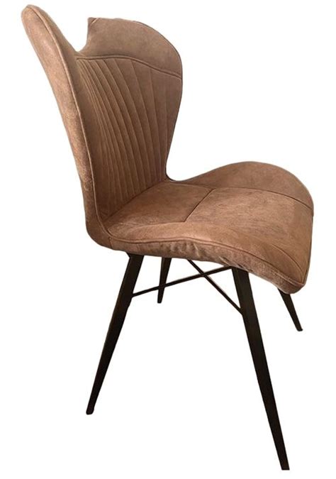 Pair Of Straight Back Fabric Dining Chairs Natural