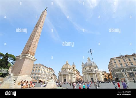 People Visit Piazza Del Popolo Square Rome Italy Stock Photo Alamy