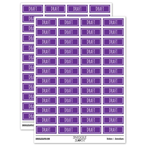 Draft Double Line Border Document Sticker Set Purple Gloss Finish