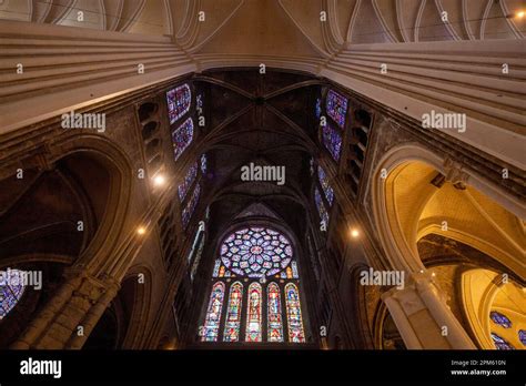 North transept and rose window, Chartres cathedral, France Stock Photo ...