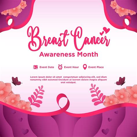 Premium Vector Vector Square Gradient Breast Cancer Awareness Month