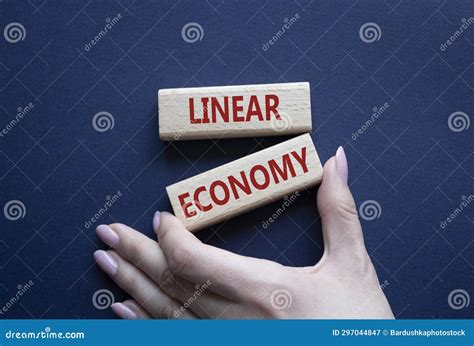 Linear Economy Symbol Concept Words Linear Economy On Wooden Blocks Beautiful Deep Blue