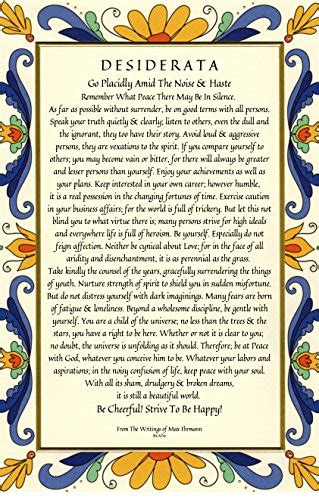 Buy Desiderata Poem By Max Ehrmann X Italian Deruta Design Online