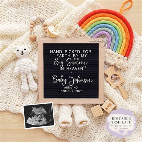 Rainbow Baby Digital Pregnancy Announcement Gender Neutral Etsy