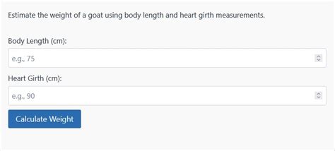 Goat Weight Calculator Calculate Heart Girth And Weight