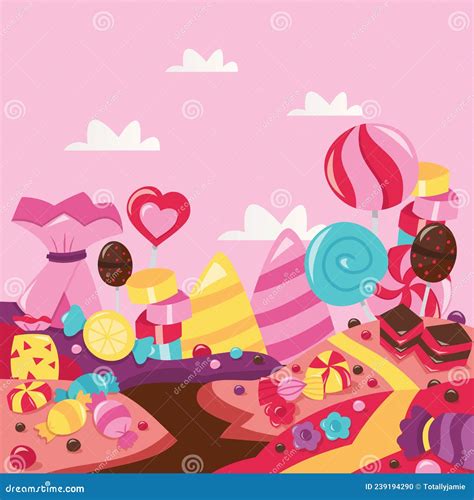 Super Cheerful Whimsical Candy Land Stock Vector Illustration Of Land