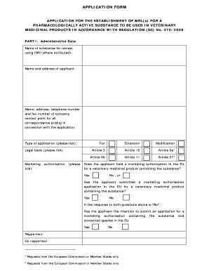 Fillable Online Ema Europa Application For The Establishment Of Mrl S