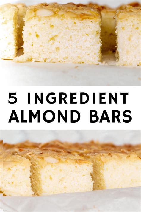 5 Ingredient Easy Almond Bars Recipe Dessert Recipes Almond Bars