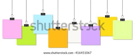 Empty Colored Papers Binder Clips Hanging เวกเตอร์สต็อก ปลอดค่า