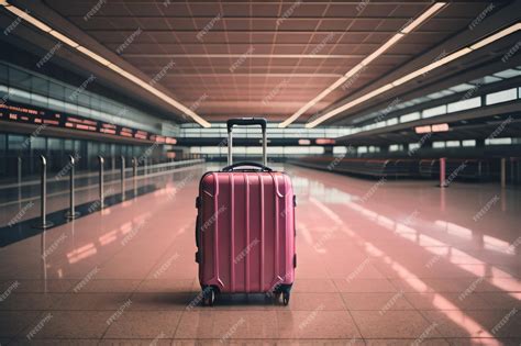 Premium Ai Image A Pink Suitcase In An Airport With The Word Airport