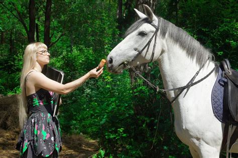 Cavallo E Donna Immagine Stock Immagine Di Fogliame