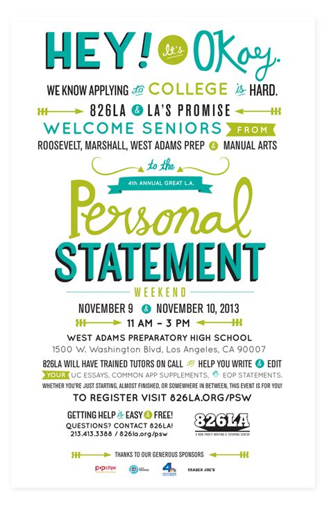 Personal Statement Weekend Poster Diana Molleda Graphic Designer