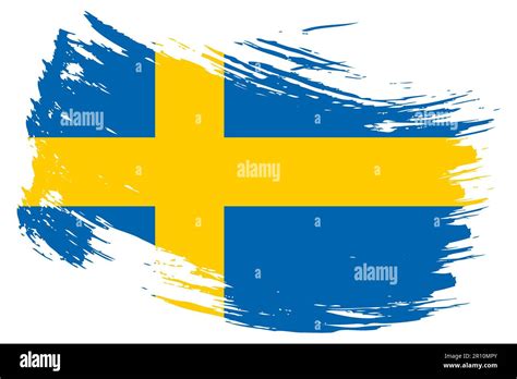 Sweden Brush Stroke Flag Vector Background Hand Drawn Grunge Style