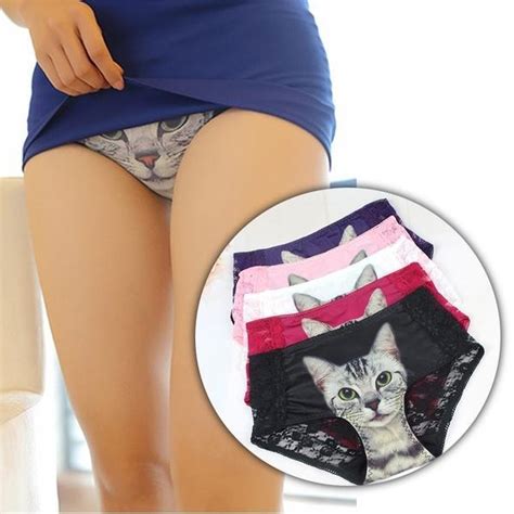 Fashion Womens Briefs Anti Emptied Sexy Cat Hollow Lace Underwear Sexy Lovely Women Adult Ts