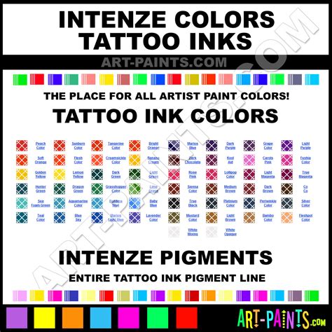 Intenze Colors Tattoo Ink Pigment Paint Colors Intenze Colors Paint