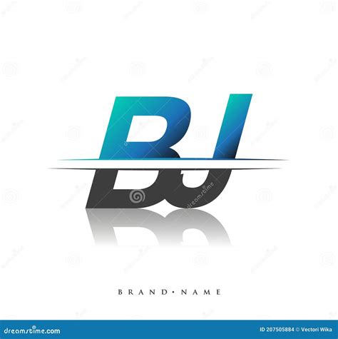 Bj Nome Inicial Da Empresa De Logotipo Colorido Preto E Azul Design De