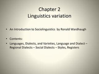 Varities In Sociolinguistics Ppt