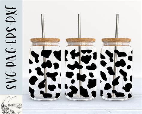 Cow Print Libbey 16oz Glass Svg Design Cow Pattern Svg File For