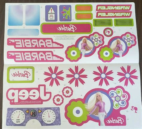 Power Wheels Barbie Jammin Jeep Decals Sheet L7820 0311